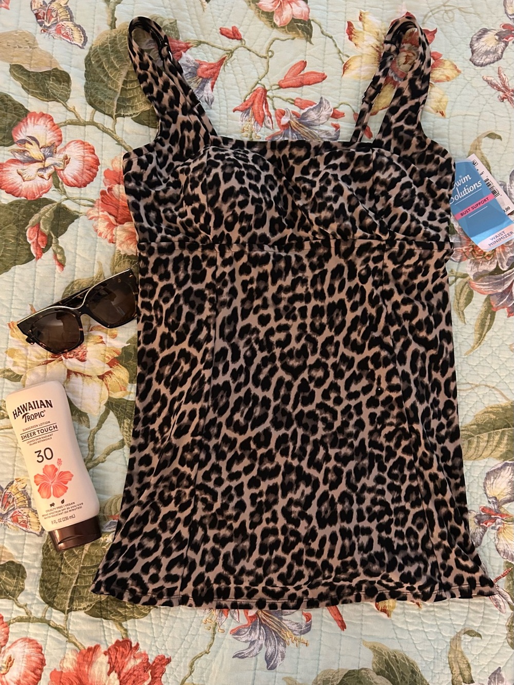 Swim Solutions Leopard Print Swim Dress